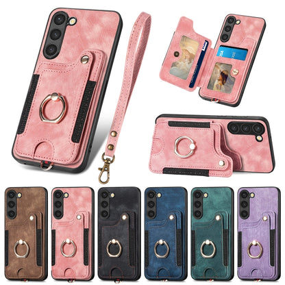 Retro Skin-feel Ring Multi-card Wallet Phone Case, For Samsung Galaxy S23+ 5G, For Samsung Galaxy S23 Ultra 5G, For Samsung Galaxy S22+ 5G, For Samsung Galaxy S22 Ultra 5G, For Samsung Galaxy S21 5G, For Samsung Galaxy S21+ 5G                          ...