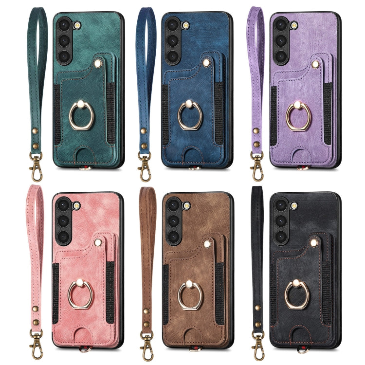 Retro Skin-feel Ring Multi-card Wallet Phone Case, For Samsung Galaxy S23+ 5G, For Samsung Galaxy S23 Ultra 5G, For Samsung Galaxy S22+ 5G, For Samsung Galaxy S22 Ultra 5G, For Samsung Galaxy S21 5G, For Samsung Galaxy S21+ 5G                          ...