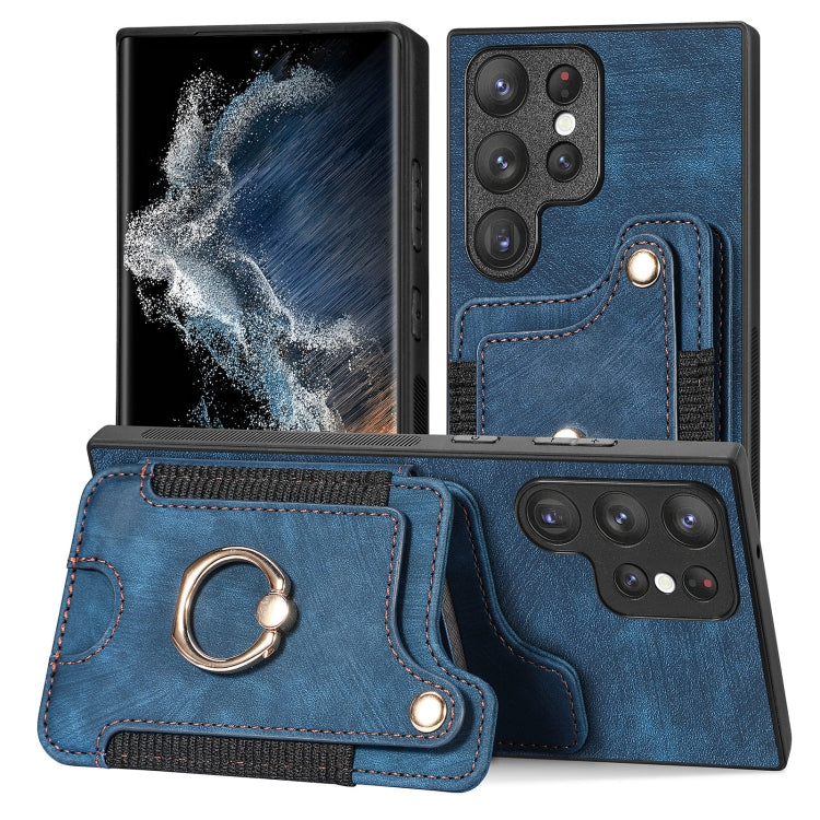 Retro Skin-feel Ring Multi-card Wallet Phone Case, For Samsung Galaxy S23+ 5G, For Samsung Galaxy S23 Ultra 5G, For Samsung Galaxy S22+ 5G, For Samsung Galaxy S22 Ultra 5G, For Samsung Galaxy S21 5G, For Samsung Galaxy S21+ 5G                          ...