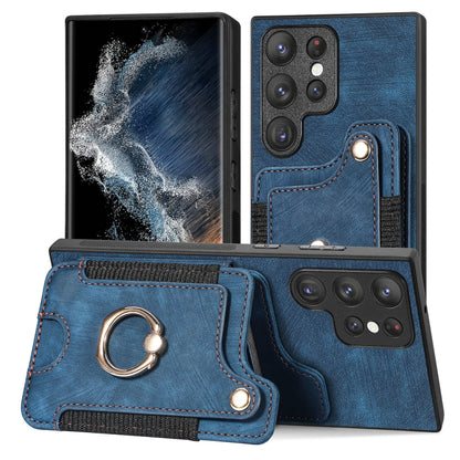 Retro Skin-feel Ring Multi-card Wallet Phone Case, For Samsung Galaxy S23+ 5G, For Samsung Galaxy S23 Ultra 5G, For Samsung Galaxy S22+ 5G, For Samsung Galaxy S22 Ultra 5G, For Samsung Galaxy S21 5G, For Samsung Galaxy S21+ 5G                          ...