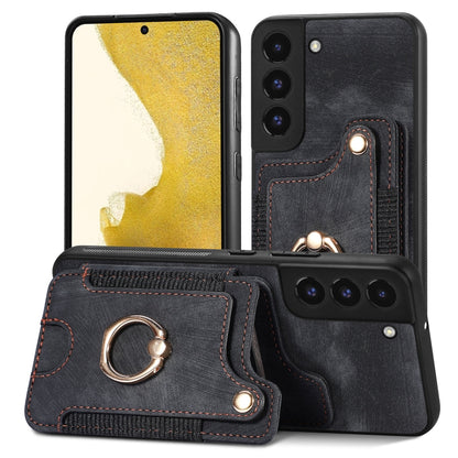 Retro Skin-feel Ring Multi-card Wallet Phone Case, For Samsung Galaxy S23+ 5G, For Samsung Galaxy S23 Ultra 5G, For Samsung Galaxy S22+ 5G, For Samsung Galaxy S22 Ultra 5G, For Samsung Galaxy S21 5G, For Samsung Galaxy S21+ 5G                          ...