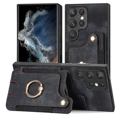 Retro Skin-feel Ring Multi-card Wallet Phone Case, For Samsung Galaxy S23+ 5G, For Samsung Galaxy S23 Ultra 5G, For Samsung Galaxy S22+ 5G, For Samsung Galaxy S22 Ultra 5G, For Samsung Galaxy S21 5G, For Samsung Galaxy S21+ 5G                          ...