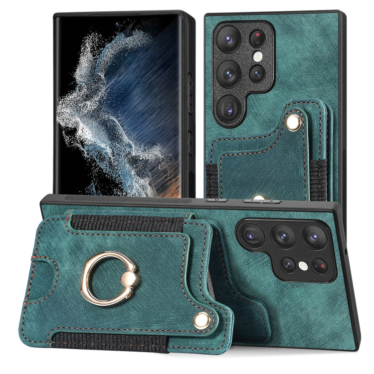 Retro Skin-feel Ring Multi-card Wallet Phone Case, For Samsung Galaxy S23+ 5G, For Samsung Galaxy S23 Ultra 5G, For Samsung Galaxy S22+ 5G, For Samsung Galaxy S22 Ultra 5G, For Samsung Galaxy S21 5G, For Samsung Galaxy S21+ 5G                          ...