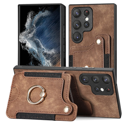 Retro Skin-feel Ring Multi-card Wallet Phone Case, For Samsung Galaxy S23+ 5G, For Samsung Galaxy S23 Ultra 5G, For Samsung Galaxy S22+ 5G, For Samsung Galaxy S22 Ultra 5G, For Samsung Galaxy S21 5G, For Samsung Galaxy S21+ 5G                          ...