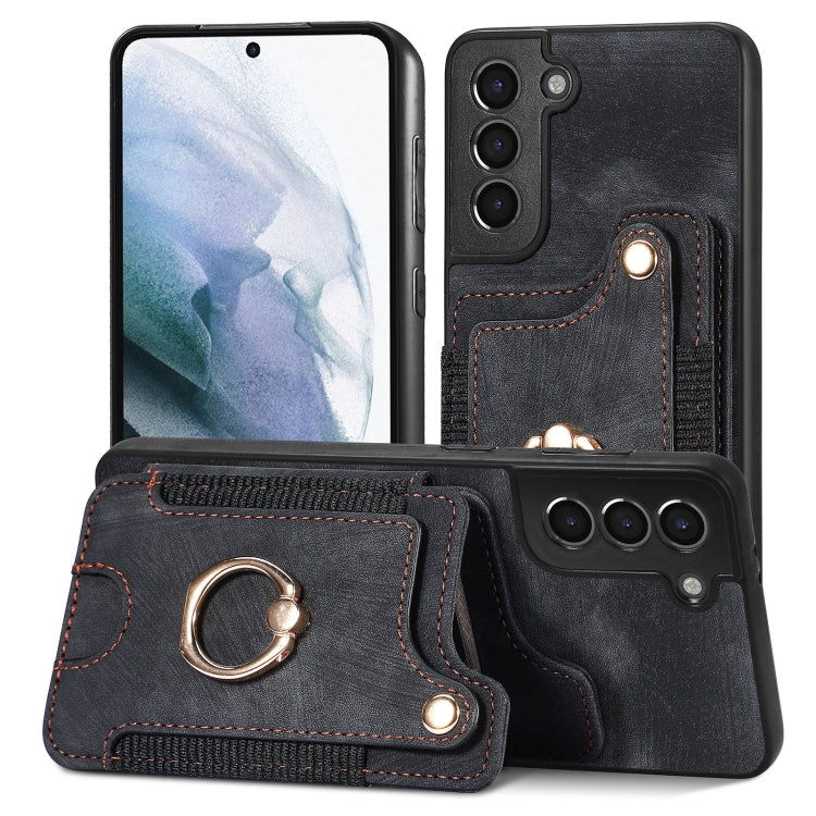 Retro Skin-feel Ring Multi-card Wallet Phone Case, For Samsung Galaxy S23+ 5G, For Samsung Galaxy S23 Ultra 5G, For Samsung Galaxy S22+ 5G, For Samsung Galaxy S22 Ultra 5G, For Samsung Galaxy S21 5G, For Samsung Galaxy S21+ 5G                          ...