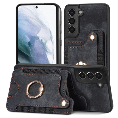 Retro Skin-feel Ring Multi-card Wallet Phone Case, For Samsung Galaxy S23+ 5G, For Samsung Galaxy S23 Ultra 5G, For Samsung Galaxy S22+ 5G, For Samsung Galaxy S22 Ultra 5G, For Samsung Galaxy S21 5G, For Samsung Galaxy S21+ 5G                          ...