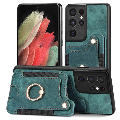 Retro Skin-feel Ring Multi-card Wallet Phone Case, For Samsung Galaxy S23+ 5G, For Samsung Galaxy S23 Ultra 5G, For Samsung Galaxy S22+ 5G, For Samsung Galaxy S22 Ultra 5G, For Samsung Galaxy S21 5G, For Samsung Galaxy S21+ 5G                          ...