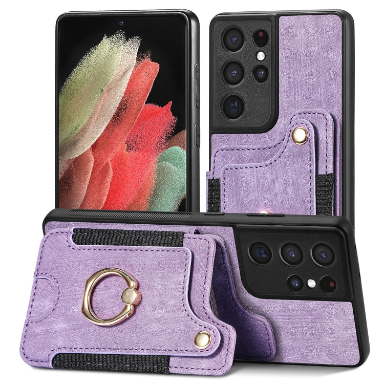 Retro Skin-feel Ring Multi-card Wallet Phone Case, For Samsung Galaxy S23+ 5G, For Samsung Galaxy S23 Ultra 5G, For Samsung Galaxy S22+ 5G, For Samsung Galaxy S22 Ultra 5G, For Samsung Galaxy S21 5G, For Samsung Galaxy S21+ 5G                          ...