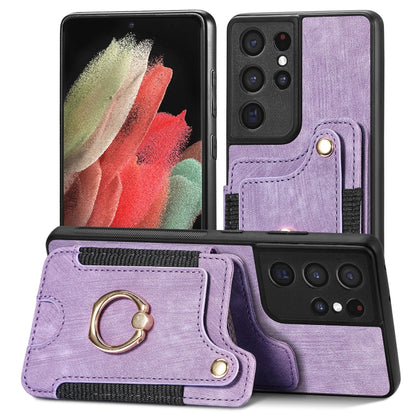 Retro Skin-feel Ring Multi-card Wallet Phone Case, For Samsung Galaxy S23+ 5G, For Samsung Galaxy S23 Ultra 5G, For Samsung Galaxy S22+ 5G, For Samsung Galaxy S22 Ultra 5G, For Samsung Galaxy S21 5G, For Samsung Galaxy S21+ 5G                          ...