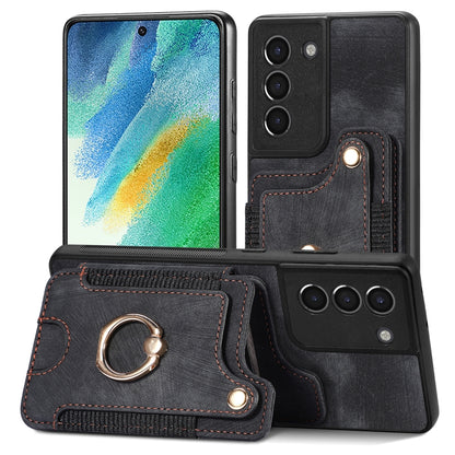Retro Skin-feel Ring Multi-card Wallet Phone Case, For Samsung Galaxy S23+ 5G, For Samsung Galaxy S23 Ultra 5G, For Samsung Galaxy S22+ 5G, For Samsung Galaxy S22 Ultra 5G, For Samsung Galaxy S21 5G, For Samsung Galaxy S21+ 5G                          ...