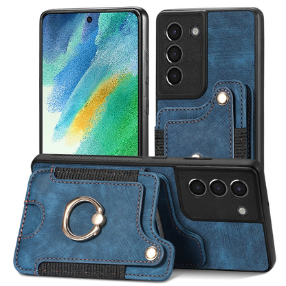 Retro Skin-feel Ring Multi-card Wallet Phone Case, For Samsung Galaxy S23+ 5G, For Samsung Galaxy S23 Ultra 5G, For Samsung Galaxy S22+ 5G, For Samsung Galaxy S22 Ultra 5G, For Samsung Galaxy S21 5G, For Samsung Galaxy S21+ 5G                          ...