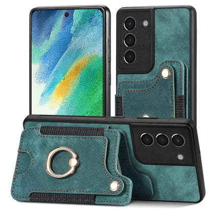 Retro Skin-feel Ring Multi-card Wallet Phone Case, For Samsung Galaxy S23+ 5G, For Samsung Galaxy S23 Ultra 5G, For Samsung Galaxy S22+ 5G, For Samsung Galaxy S22 Ultra 5G, For Samsung Galaxy S21 5G, For Samsung Galaxy S21+ 5G                          ...