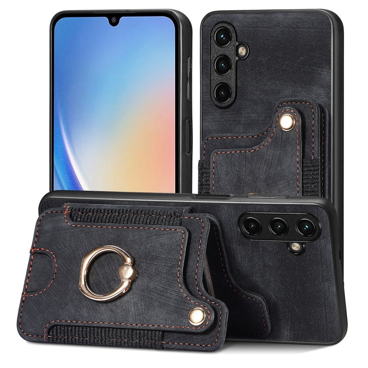 Retro Skin-feel Ring Multi-card Wallet Phone Case, For Samsung Galaxy S23+ 5G, For Samsung Galaxy S23 Ultra 5G, For Samsung Galaxy S22+ 5G, For Samsung Galaxy S22 Ultra 5G, For Samsung Galaxy S21 5G, For Samsung Galaxy S21+ 5G                          ...