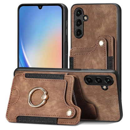 Retro Skin-feel Ring Multi-card Wallet Phone Case, For Samsung Galaxy S23+ 5G, For Samsung Galaxy S23 Ultra 5G, For Samsung Galaxy S22+ 5G, For Samsung Galaxy S22 Ultra 5G, For Samsung Galaxy S21 5G, For Samsung Galaxy S21+ 5G                          ...