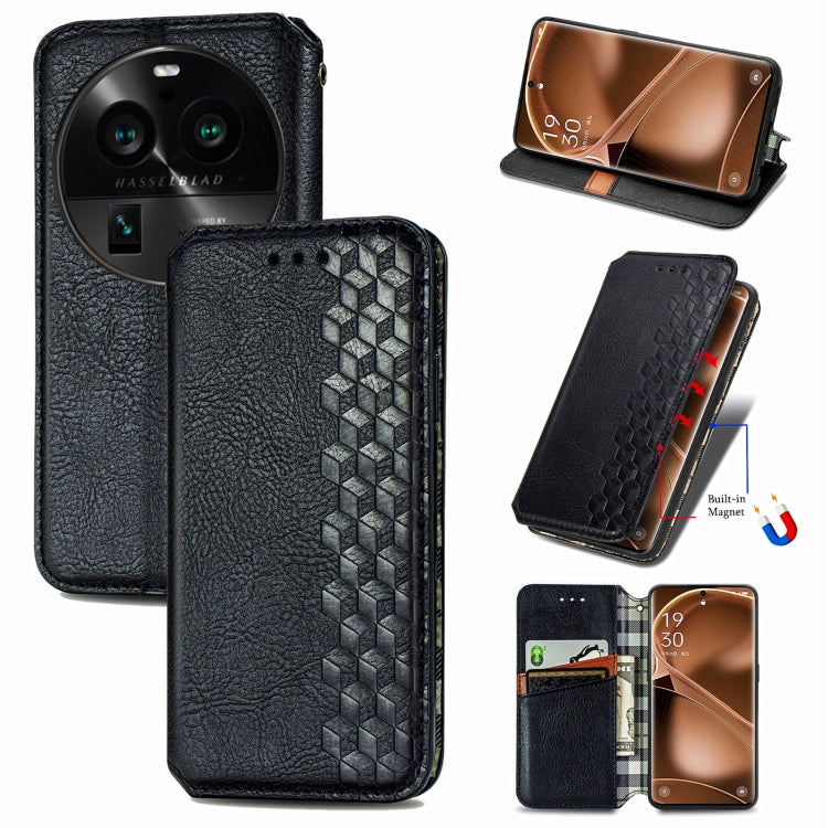 Cubic Grid Pressed Magnetic Leather Phone Case, For OnePlus Nord CE 3 Lite, For OPPO Find X6 Pro, For OPPO Find X6, For Redmi Note 12 Turbo