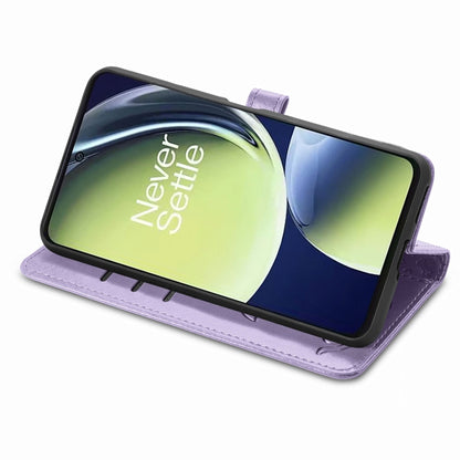 Purple cat and dog embossed leather phone wallet case with folio stand and strap tab