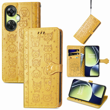 Gold cat and dog embossed leather phone wallet case with magnetic folio and card slots