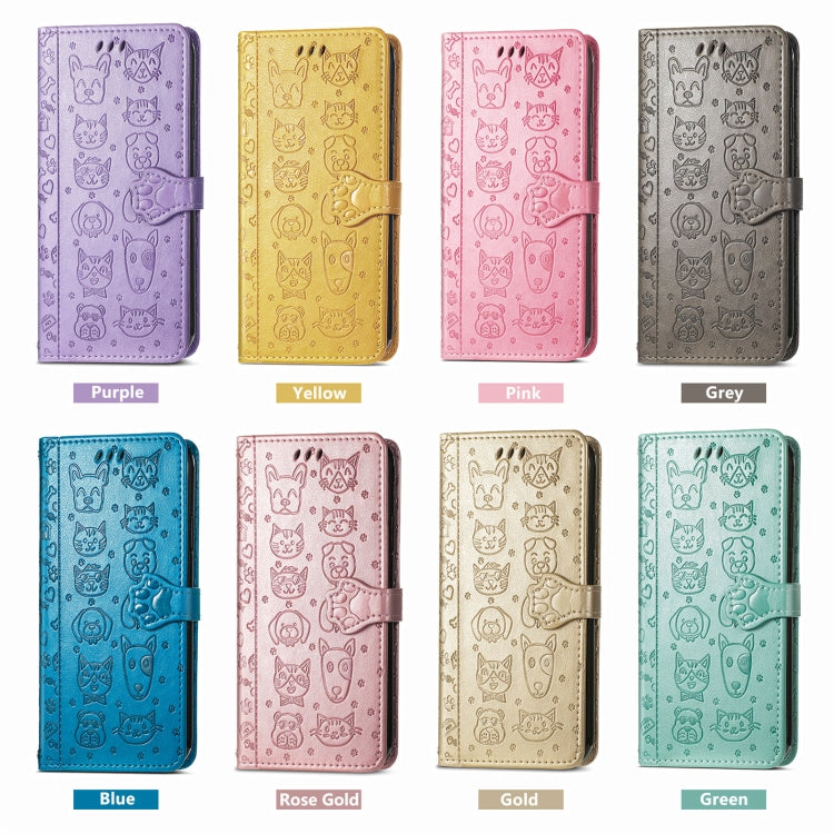 Assorted colors: embossed cat-and-dog leather-style phone cases with magnetic flap