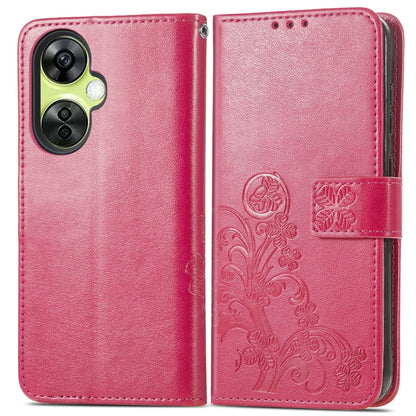 Four-leaf Clasp Embossed Buckle Leather Phone Case, For OnePlus Nord CE 3 Lite