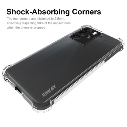 Transparent phone case with shock-absorbing corners and ENKAY branding on back