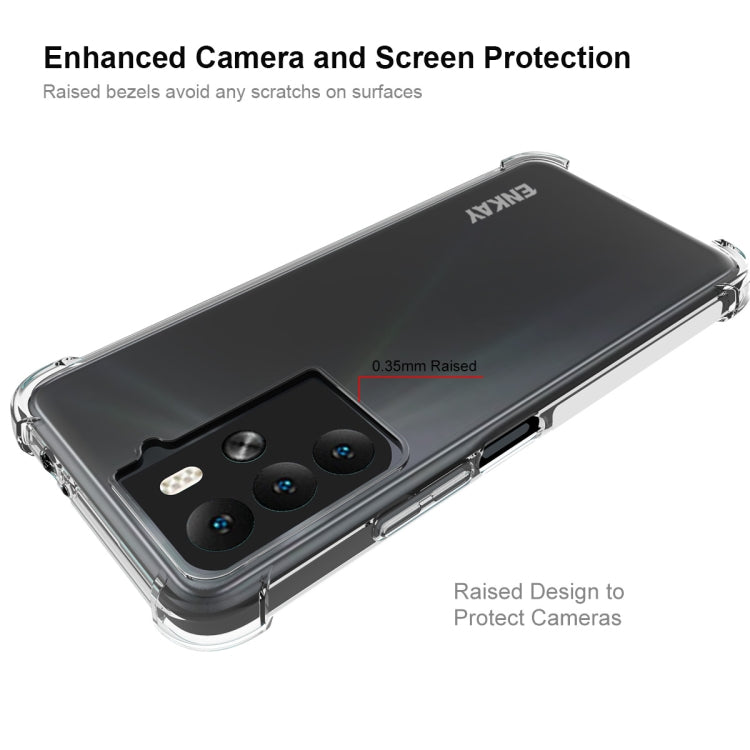 Transparent TPU case with raised camera and screen protection around cutouts