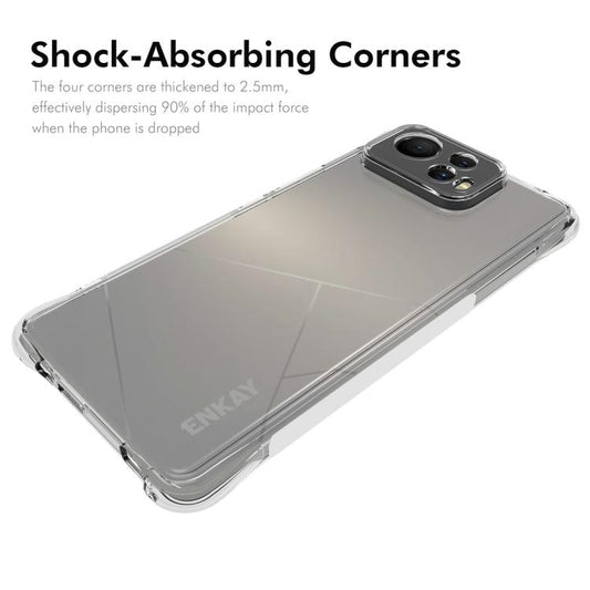 Transparent TPU phone case with shock-absorbing corners and raised edges for phone