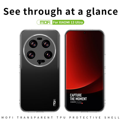 Clear TPU phone case for Xiaomi 13 Ultra, showing back camera cutout and view