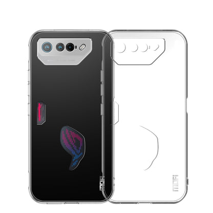 Transparent TPU phone case front and back with clear panel and black back artwork