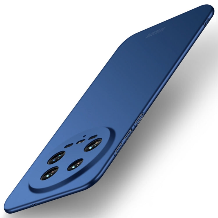 MOFI micro-frosted hard phone case, blue, with 3-lens oval camera cutout detail