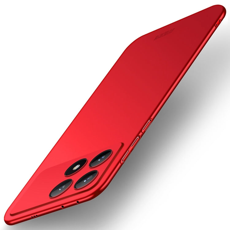 MOFI micro-frosted hard phone case, red, with raised 3-lens oval camera cutout