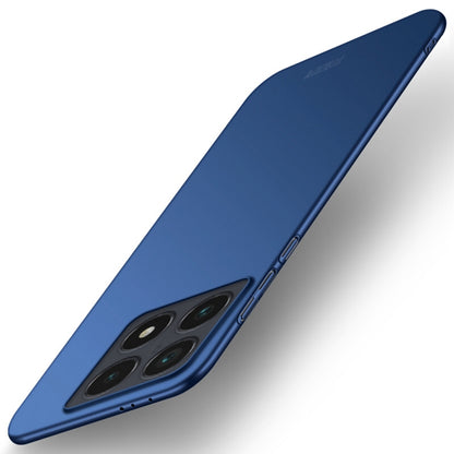 Ultra-thin hard phone case, blue, micro-frosted finish, camera module cutout.