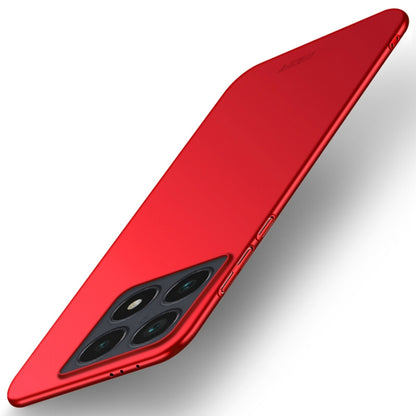 Ultra-thin hard phone case, red, micro-frosted finish, camera module cutout.