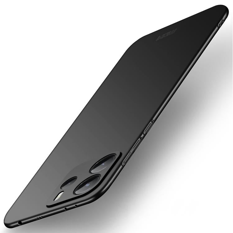 MOFI micro-frosted hard phone case, ultra-thin black with camera cutouts and side ports
