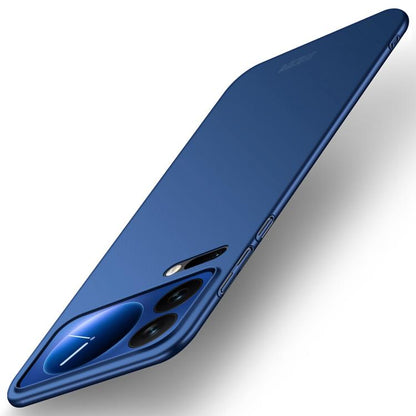 MOFI micro-frosted hard phone case, ultra-thin blue showing camera cutouts and openings