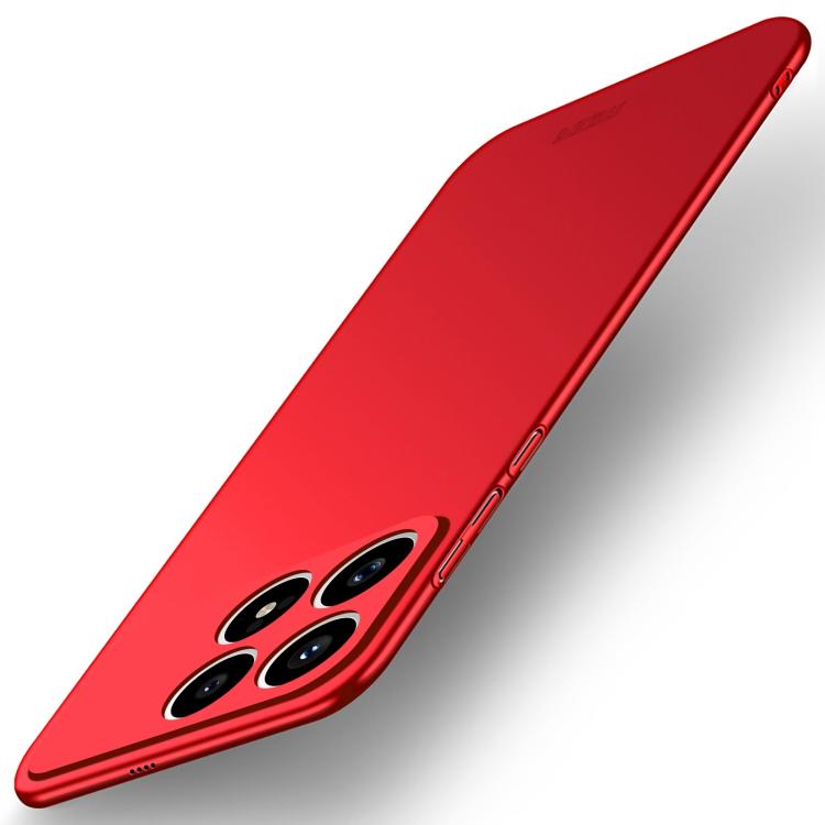 MOFI micro-frosted hard phone case, ultra-thin red with camera cutouts and raised edges
