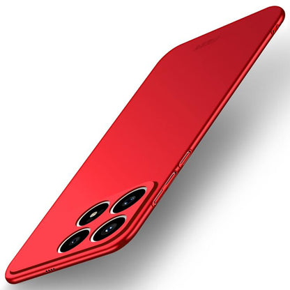 MOFI micro-frosted hard phone case, ultra-thin red with camera cutouts and raised edges