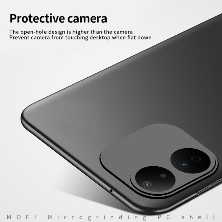 MOFI micro-frosted PC phone case, black, close-up of dual camera cutouts