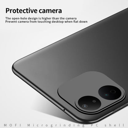 MOFI micro-frosted PC phone case, black, close-up of dual camera cutouts