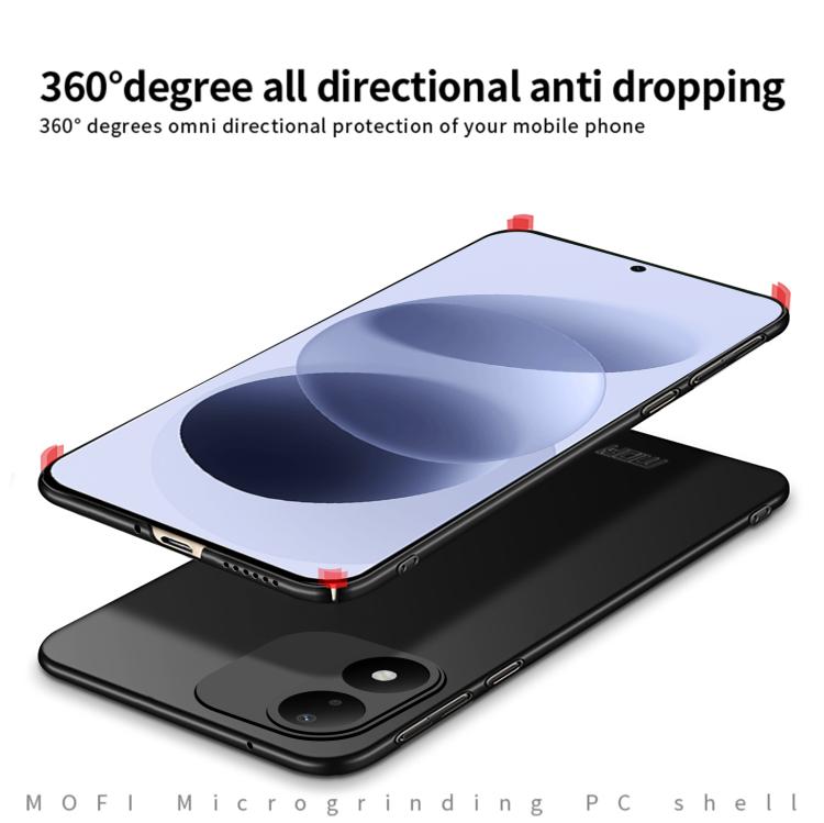 MOFI micro-frosted PC phone case, black, raised corners and camera cutout