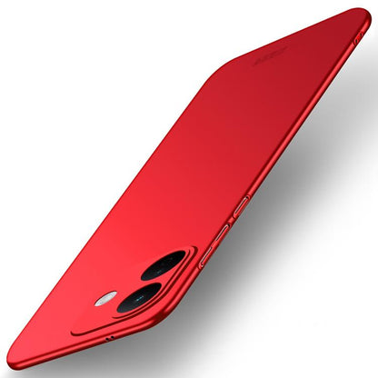 MOFI ultra-thin phone case in red with circular triple-camera graphic and cutouts