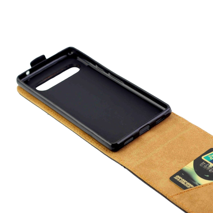 Flip leather phone case for Pixel 7A, open view showing card slot and phone holder