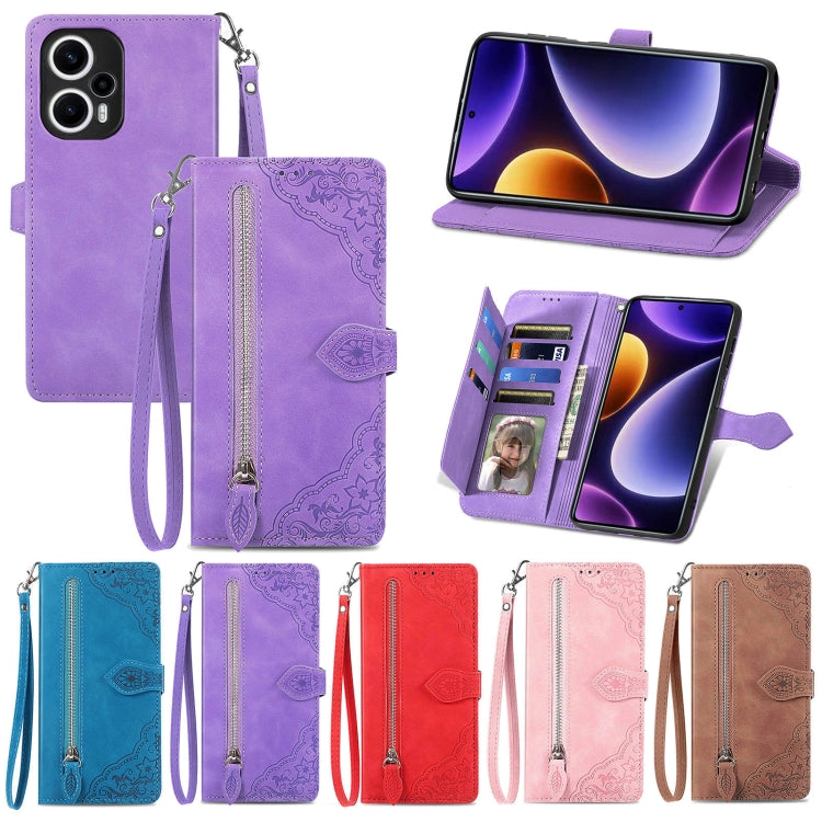 Assorted color embossed zip leather phone cases with wrist straps and zipper pocket