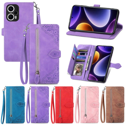 Assorted color embossed zip leather phone cases with wrist straps and zipper pocket