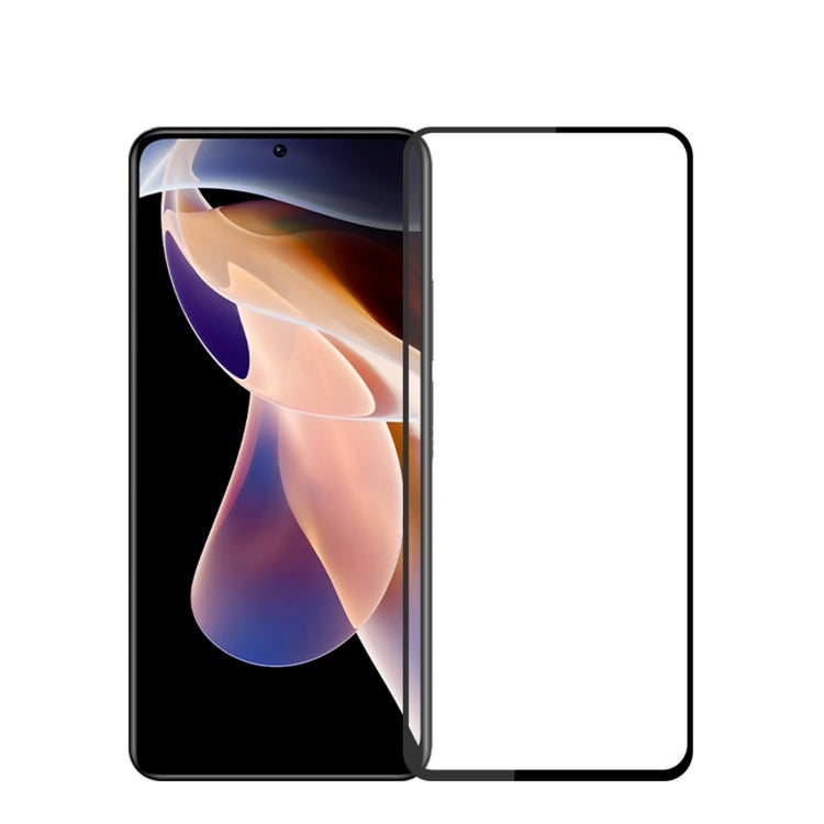 Clear full-screen tempered glass screen protector on smartphone front.