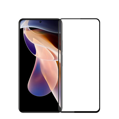 Clear full-screen tempered glass screen protector on smartphone front.