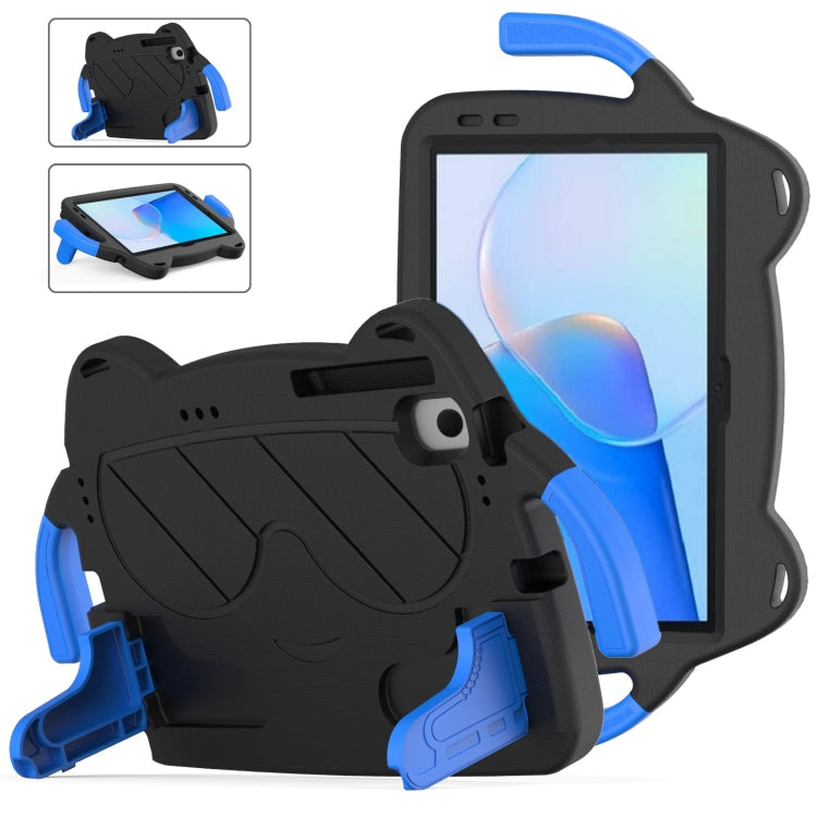 Black kids tablet case with dinosaur design, front kickstand and screen cutout