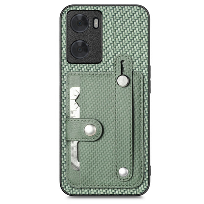 Green woven phone case with card wallet flap, kickstand, and tool knife