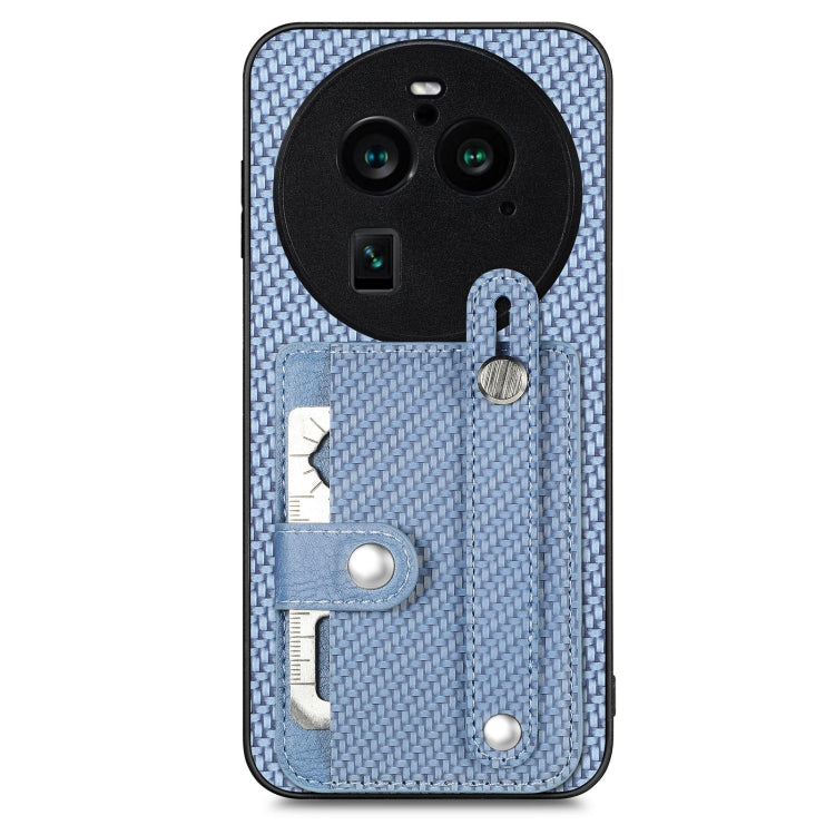 Blue woven phone wallet case with kickstand and card slots, tool knife detail
