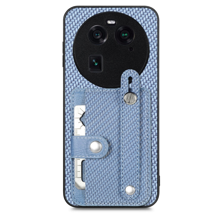 Blue woven card wallet phone case with kickstand, card pockets, tool knife
