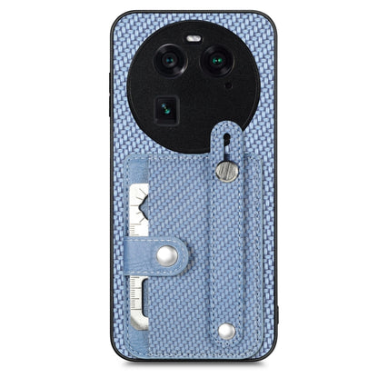 Blue woven card wallet phone case with kickstand, card pockets, tool knife